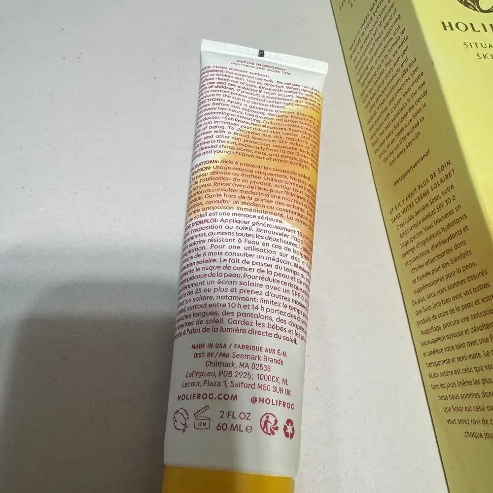HOLIFROG Solar Daily Mineral Sunscreen/SPF 30/2floz Exp6/2027‎ NIB